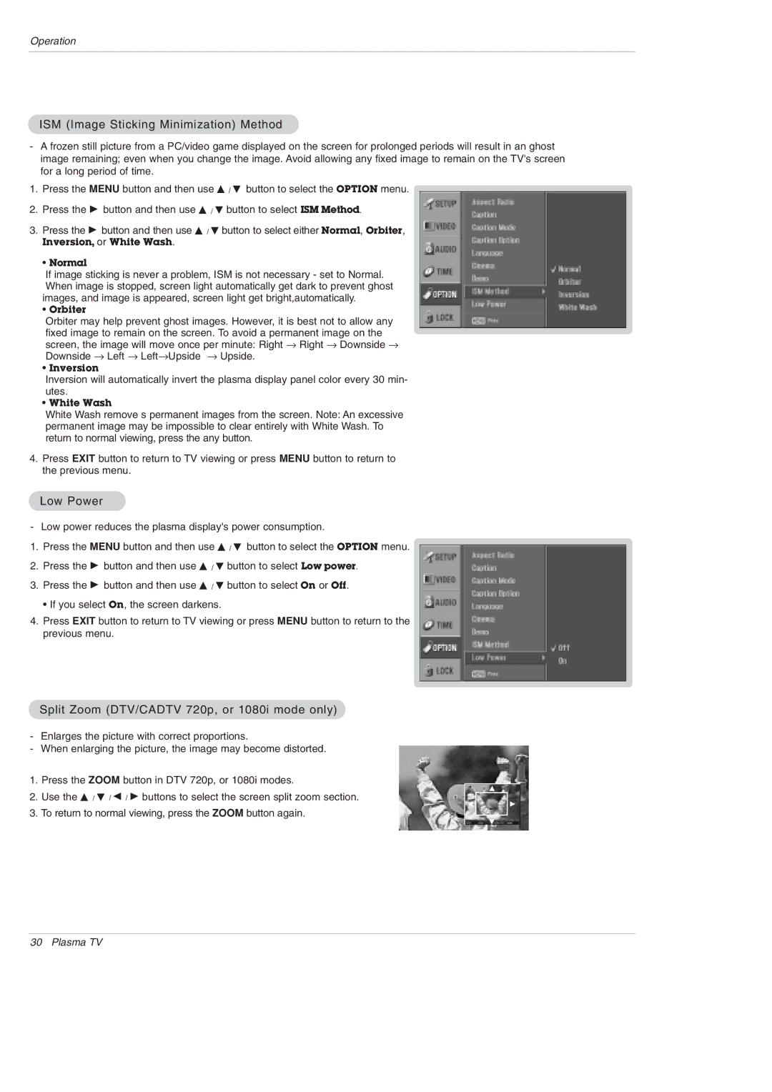 LG Electronics DU-42PX12XD owner manual ISM Image Sticking Minimization Method, Low Power 