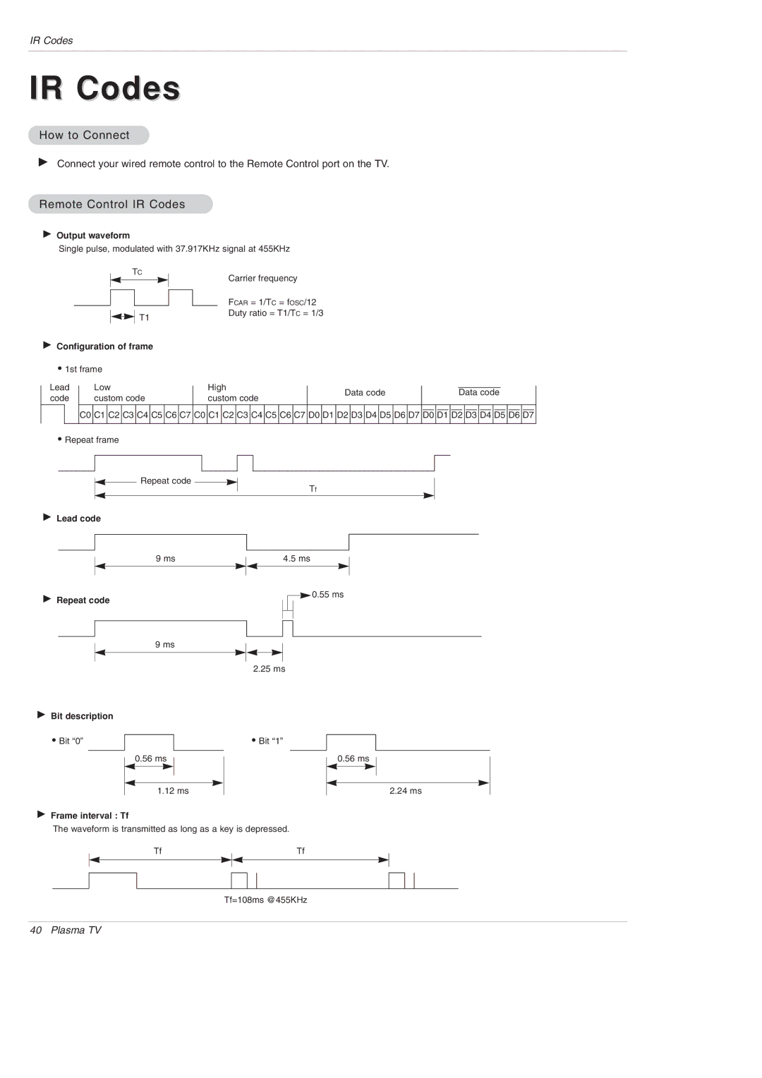 LG Electronics DU-42PX12XD owner manual How to Connect, Remote Control IR Codes 