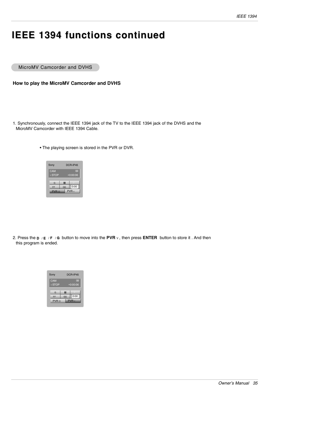 LG Electronics DU-50PY10 owner manual How to play the MicroMV Camcorder and Dvhs 