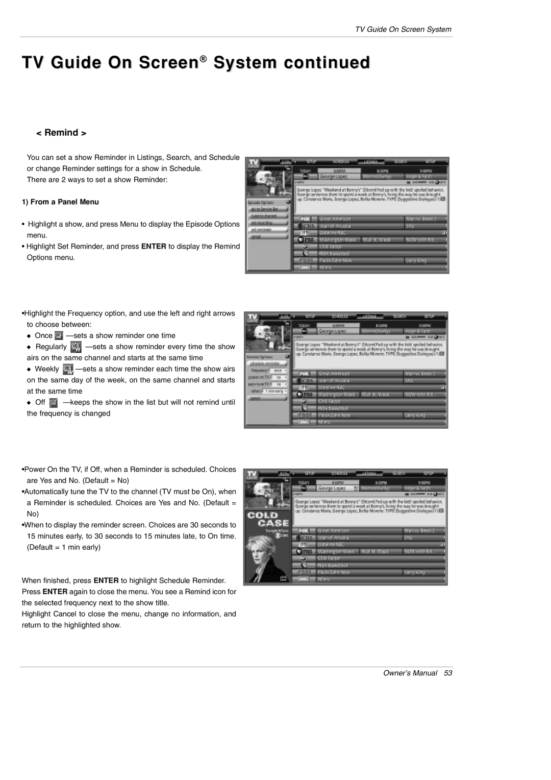 LG Electronics DU-60PY10 owner manual Remind 