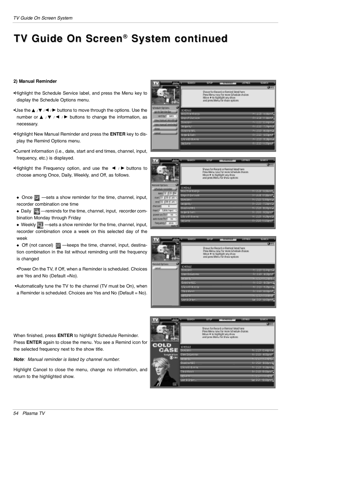 LG Electronics DU-60PY10 owner manual Manual Reminder 