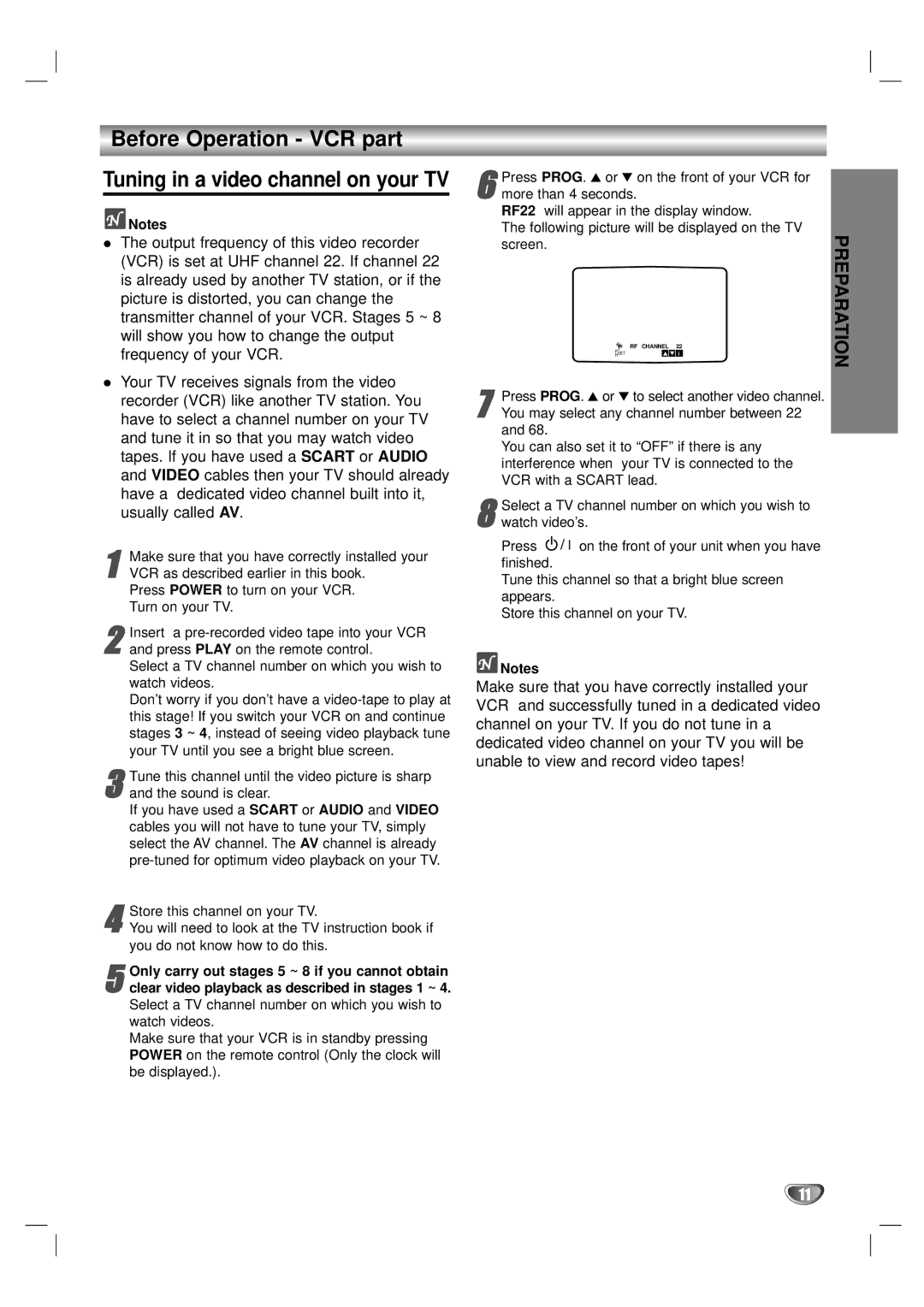 LG Electronics DV1000 owner manual Before Operation VCR part, Scart or Audio and Video 