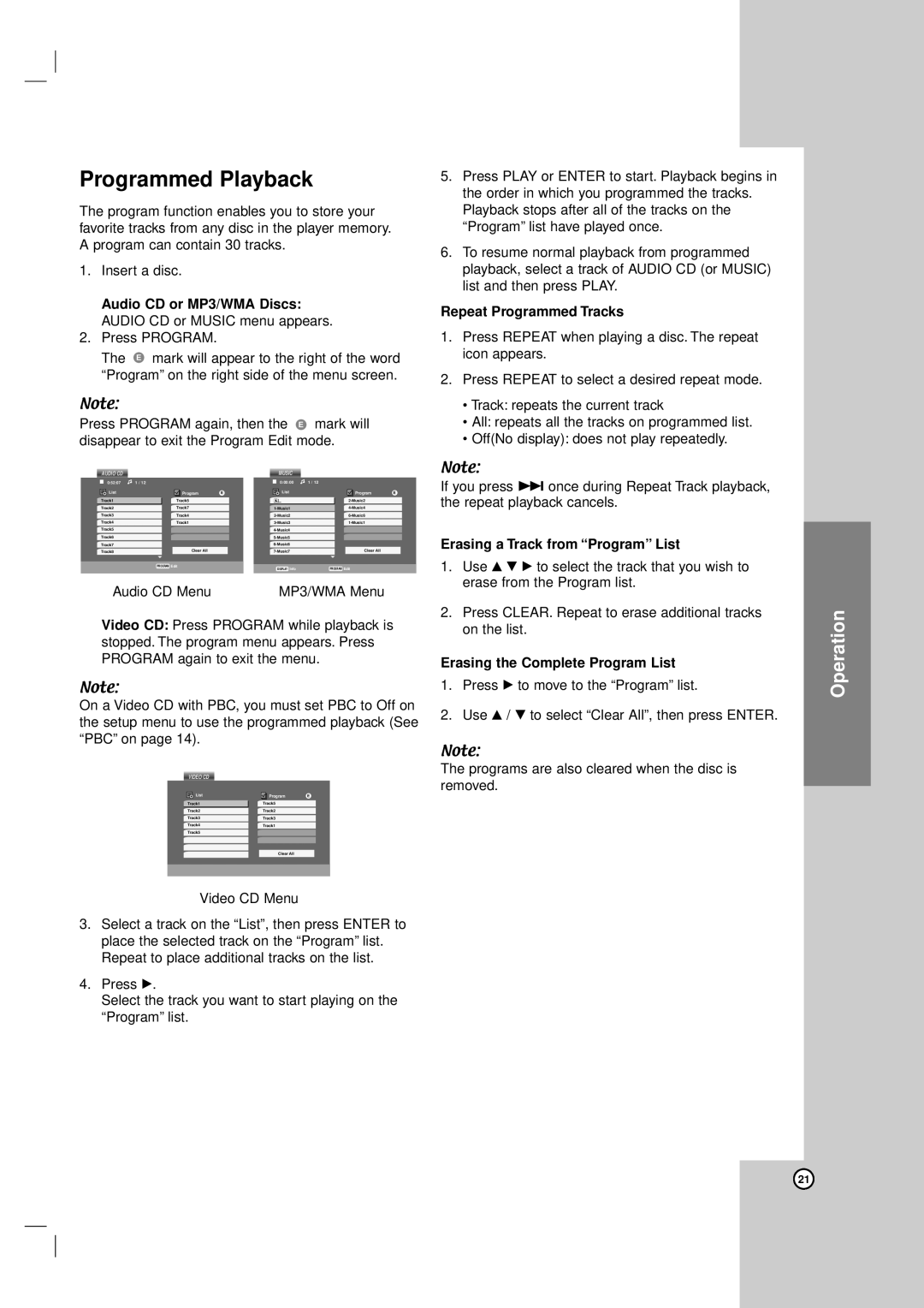 LG Electronics DV8931H owner manual Programmed Playback 