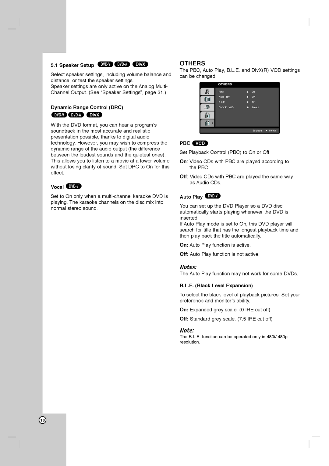 LG Electronics DVB418 Dynamic Range Control DRC, Vocal DVD-V, Pbc Vcd, Auto Play DVD-V, E. Black Level Expansion 