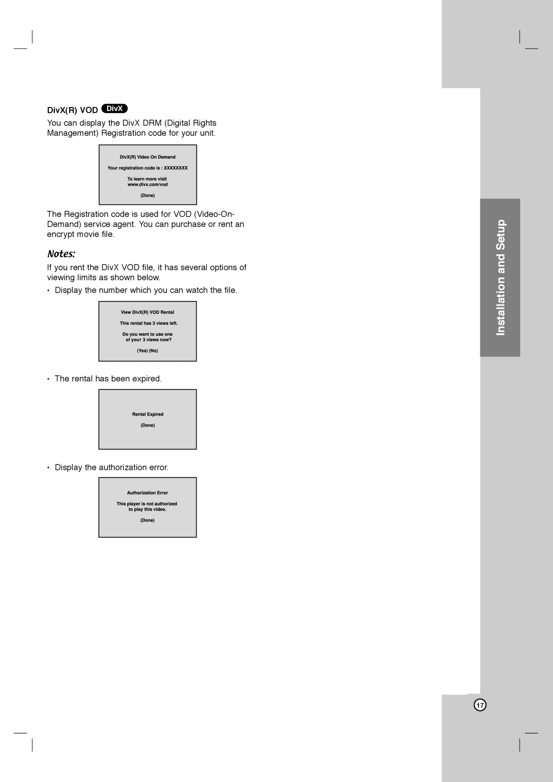 LG Electronics DVB418 owner manual DivXR VOD DivX 