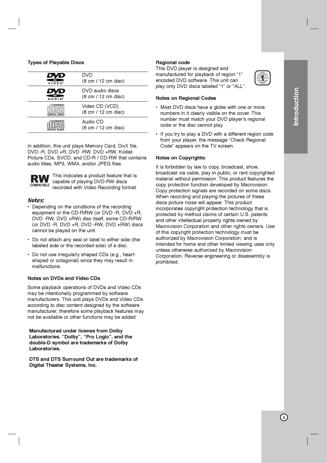 LG Electronics DVB418 owner manual Types of Playable Discs, Dvd 