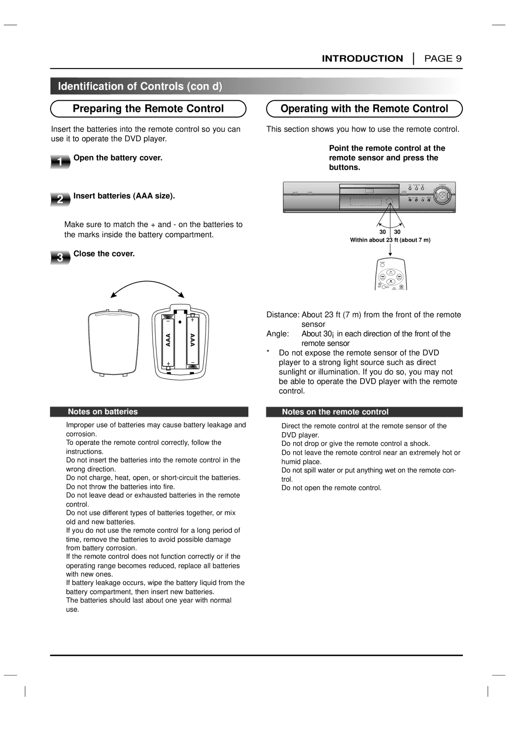 LG Electronics DVD-3350E Preparing the Remote Control, Operating with the Remote Control, Open the battery cover 