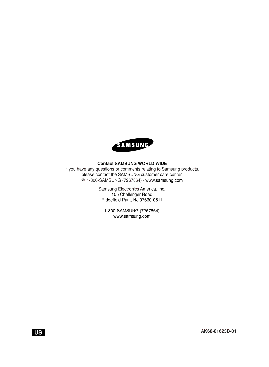 LG Electronics DVD-V9800 instruction manual Contact Samsung World Wide, AK68-01623B-01 