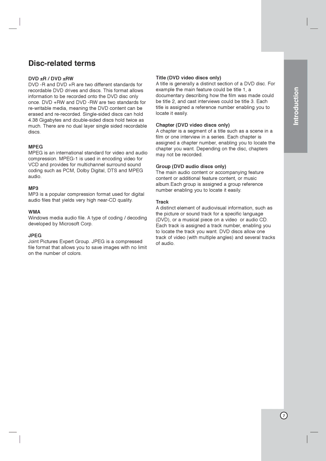 LG Electronics DVT418 owner manual Disc-related terms 