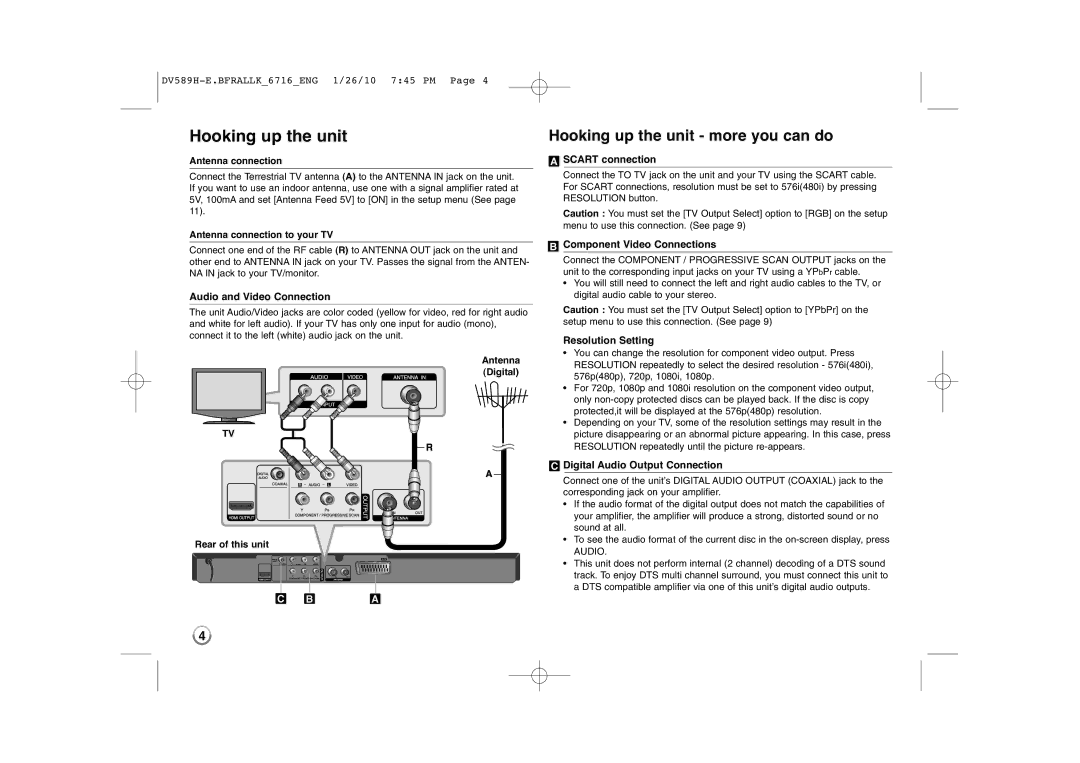 LG Electronics DVT589H owner manual Hooking up the unit more you can do 