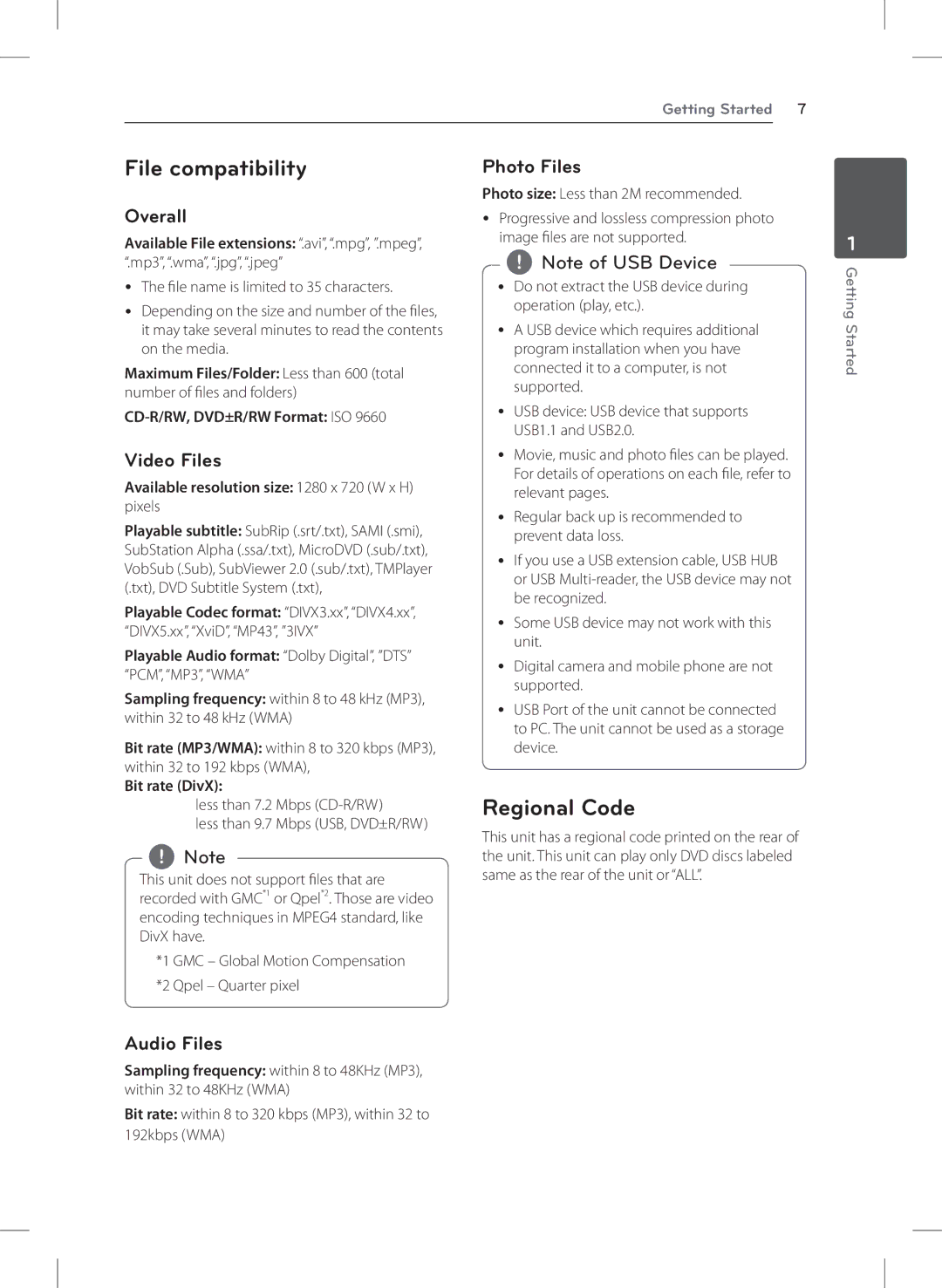 LG Electronics DVT699H owner manual File compatibility, Regional Code 