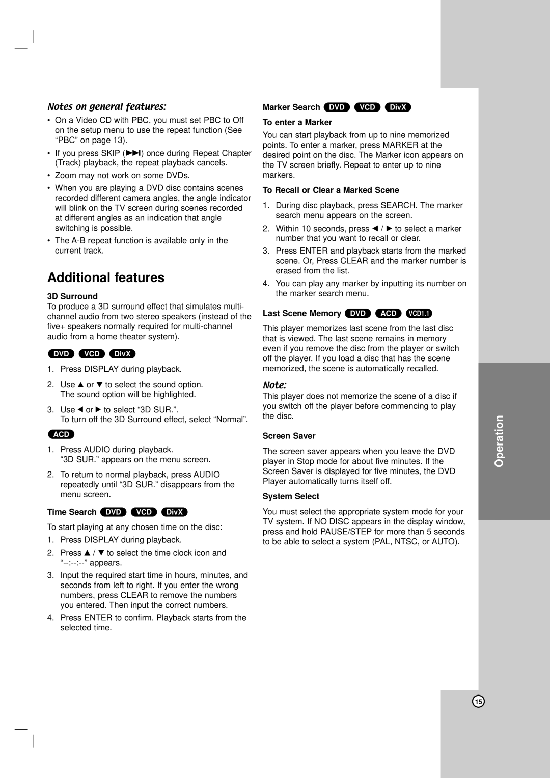 LG Electronics DVX172, DVX162 owner manual Additional features 