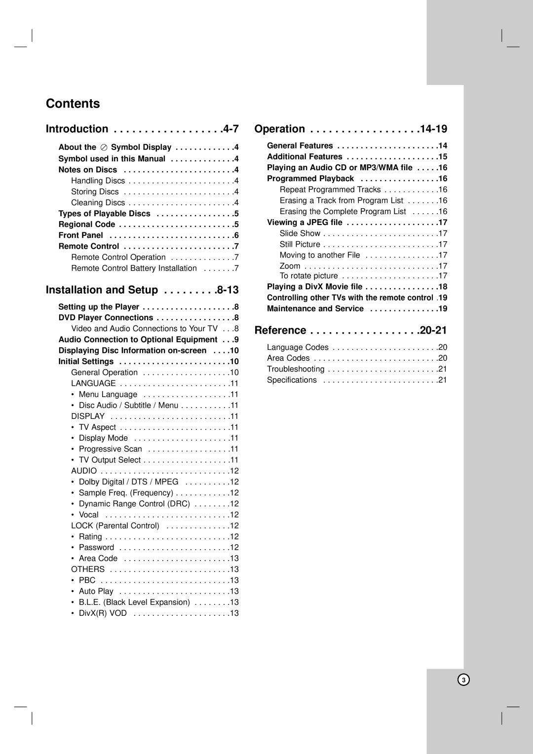 LG Electronics DVX172, DVX162 owner manual Contents 