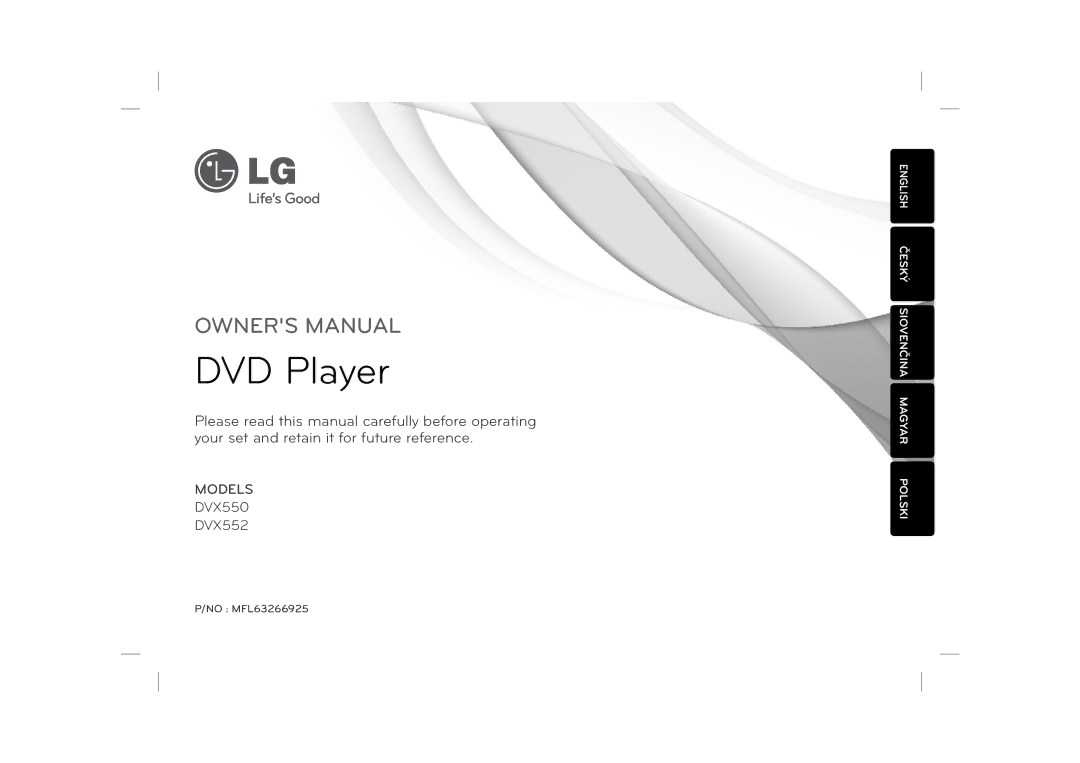 LG Electronics DVX552, DVX550 owner manual DVD Player 