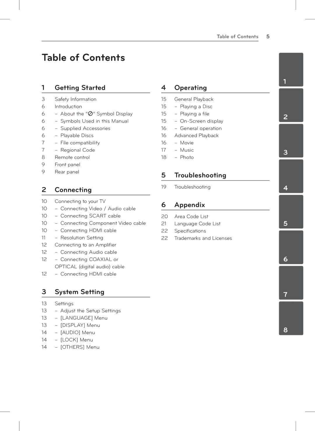 LG Electronics DVX692H owner manual Table of Contents 