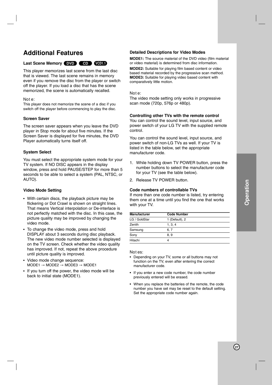 LG Electronics DVX9900H owner manual Additional Features 