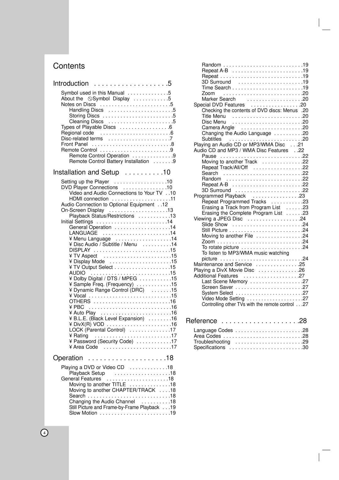 LG Electronics DVX9900H owner manual Contents 