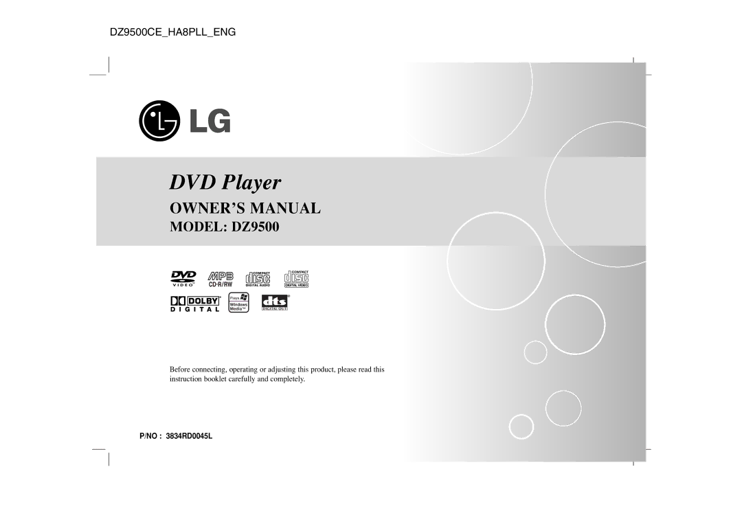 LG Electronics DZ9500 owner manual DVD Player 