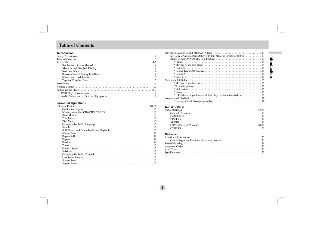 LG Electronics DZ9500 owner manual Table of Contents 