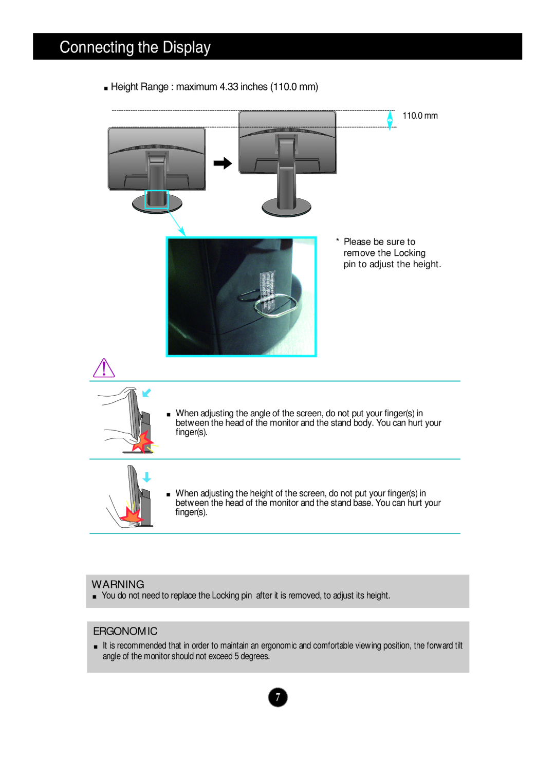 LG Electronics E2210PM, E1910PM owner manual Ergonomic 