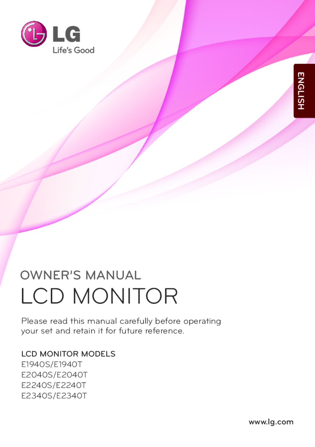 LG Electronics E2240S, E2240T, E2340S, E2340T, E2040S, E2040T, E1940T, E1940S owner manual LCD Monitor 