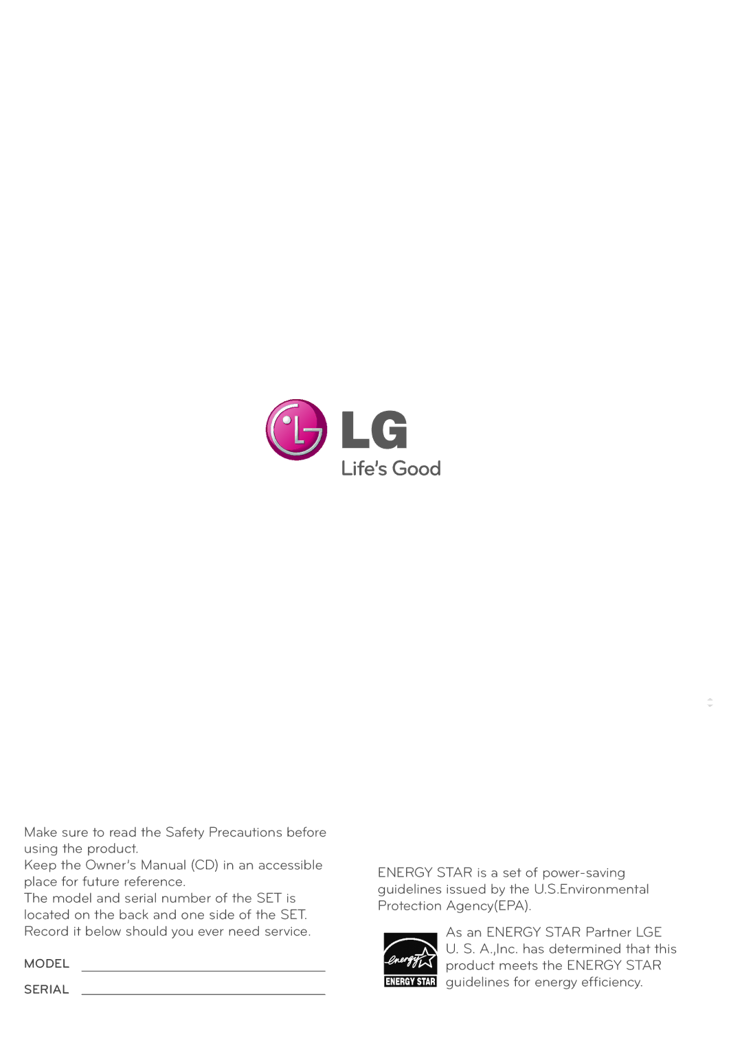 LG Electronics E2042S, E2242S, E2242T, E2042T, E2442T, E2342T, E1942S owner manual Model Serial 