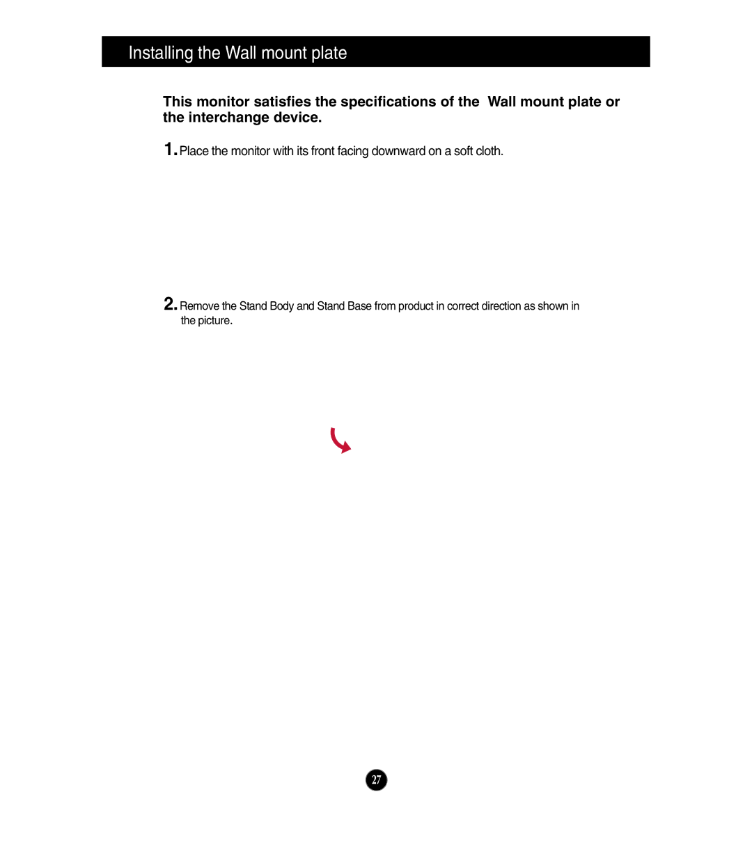 LG Electronics E2541V, E2441V, E224TV owner manual Installing the Wall mount plate 