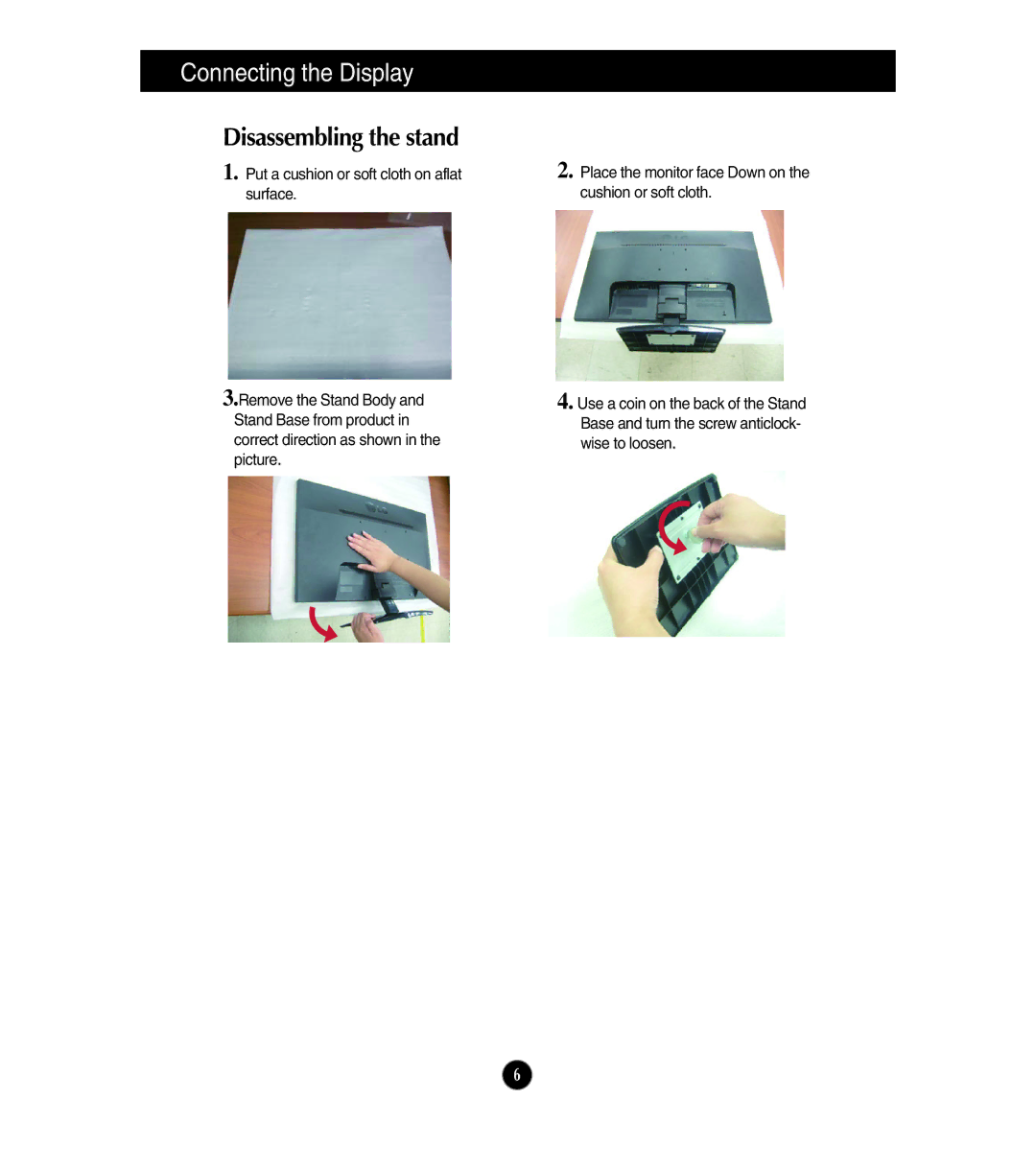 LG Electronics E2541V, E2441V, E224TV owner manual Disassembling the stand 