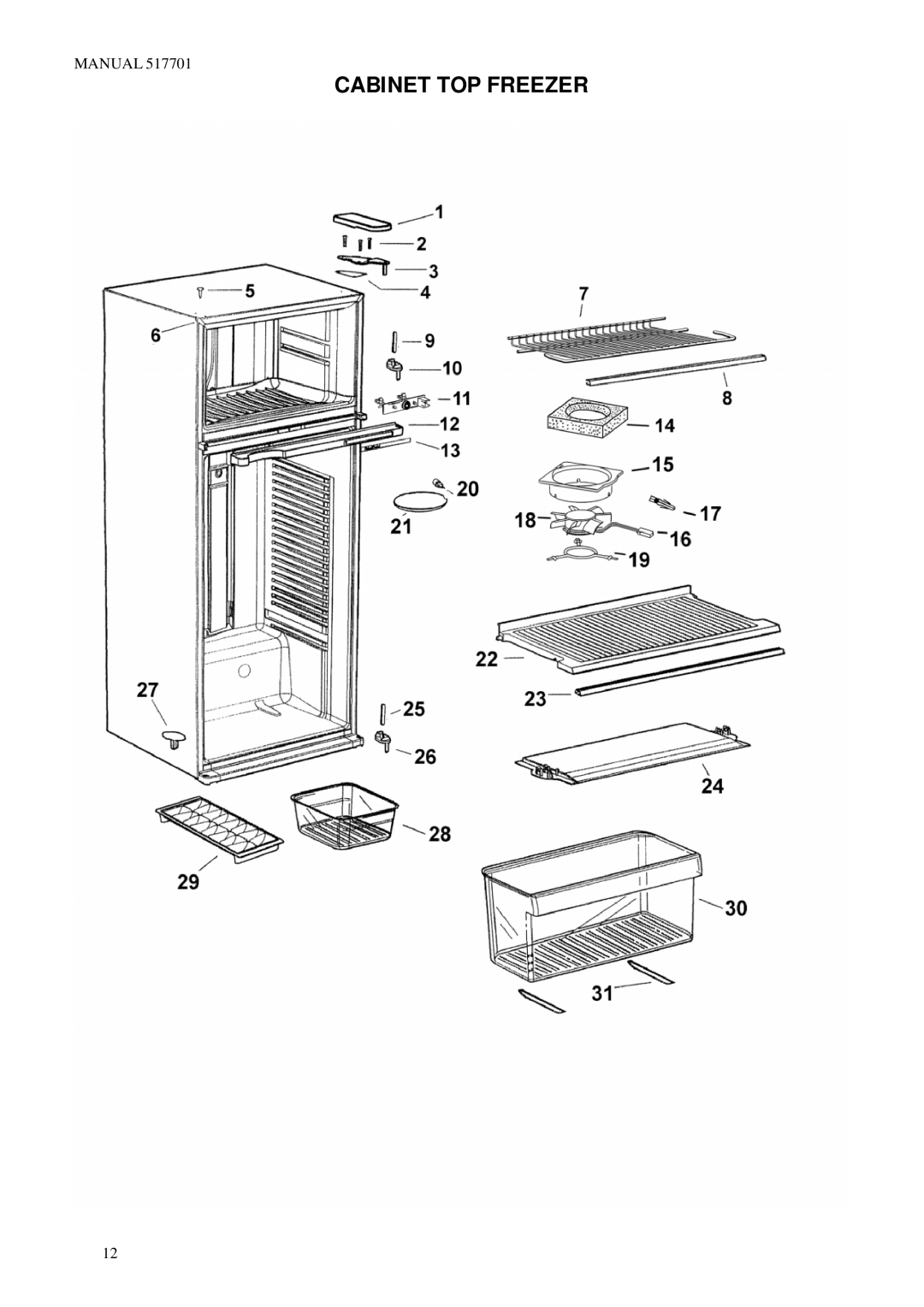 LG Electronics E440T, E442B, E16B, E16T manual Cabinet TOP Freezer 