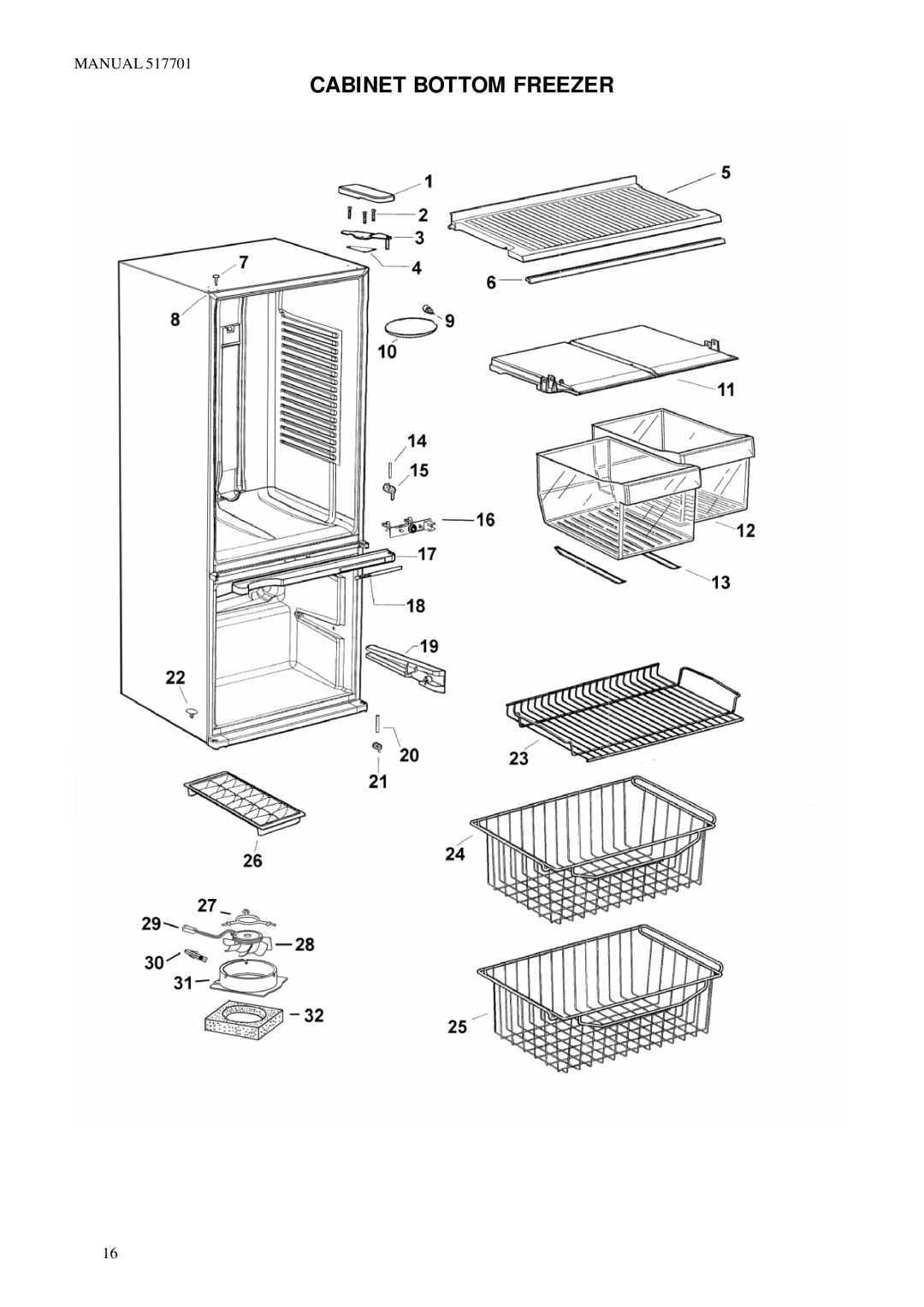 LG Electronics E440T, E442B, E16B, E16T manual Cabinet Bottom Freezer 