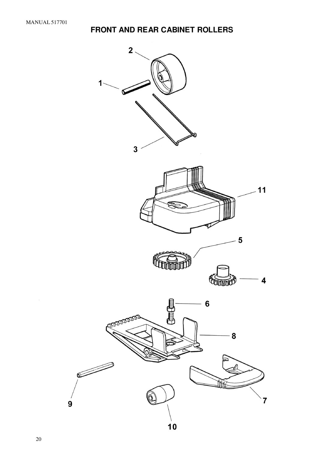 LG Electronics E440T, E442B, E16B, E16T manual Front and Rear Cabinet Rollers 