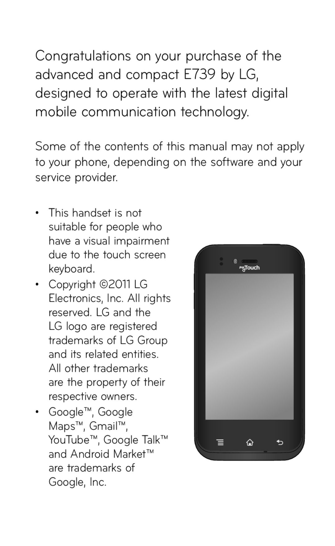 LG Electronics E739 manual Keyboard 