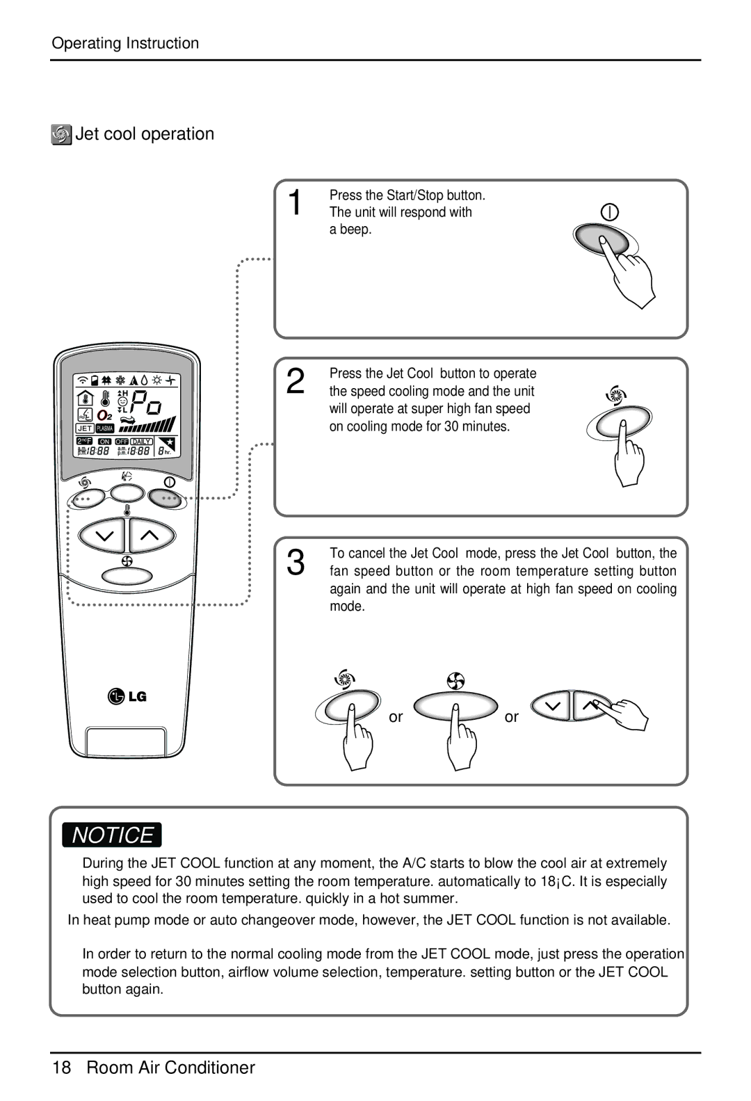 LG Electronics EN 61000-2, EN 61000-3 Norm) owner manual Jet cool operation, Or or 