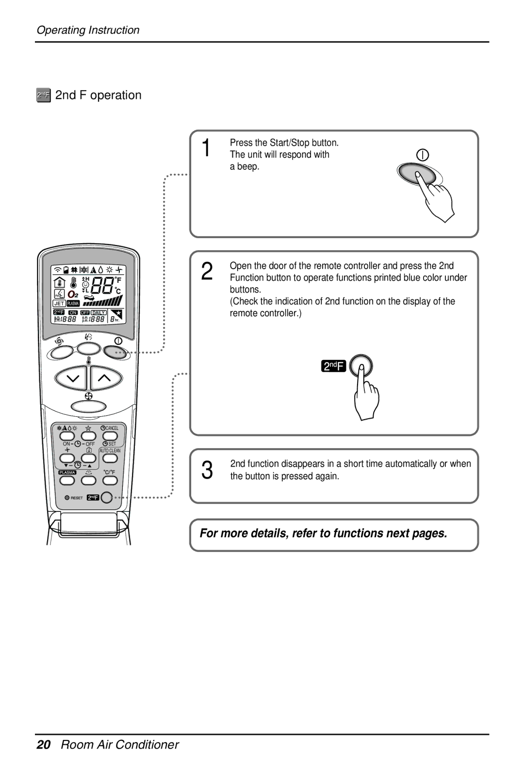 LG Electronics EN 61000-2, EN 61000-3 Norm) owner manual 2nd F operation, Button is pressed again 