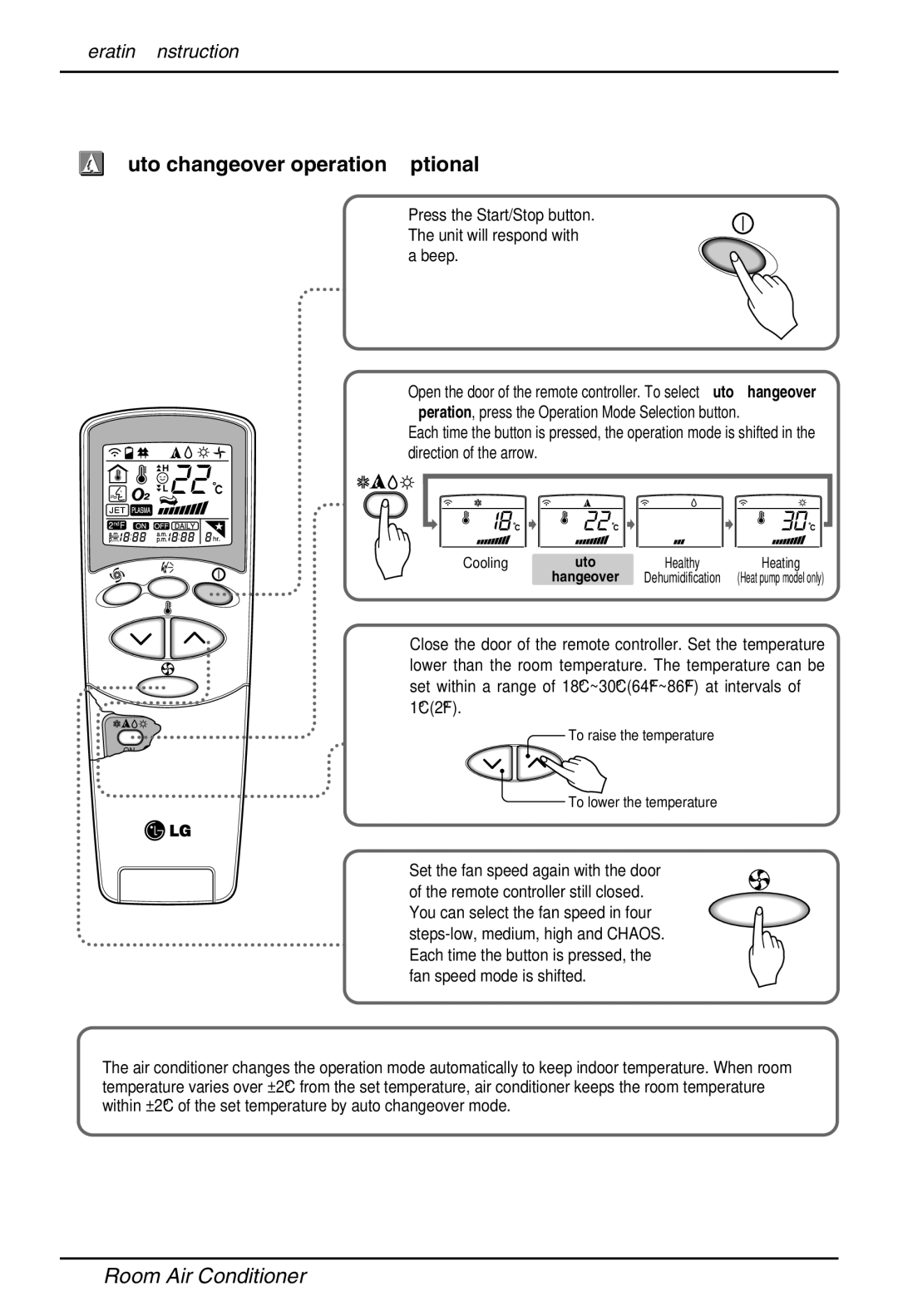 LG Electronics EN 61000-2, EN 61000-3 owner manual Auto changeover operationOptional, During Auto Changeover Operation 