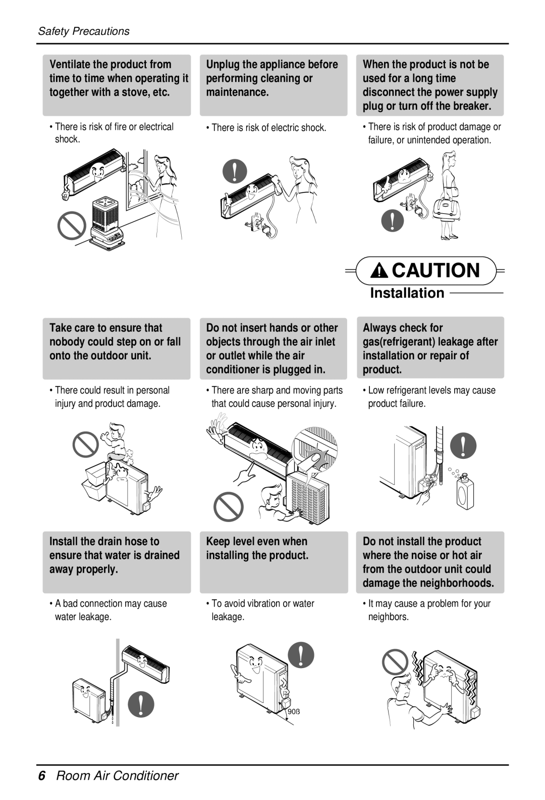 LG Electronics EN 61000-2, EN 61000-3 There is risk of fire or electrical shock, Bad connection may cause water leakage 