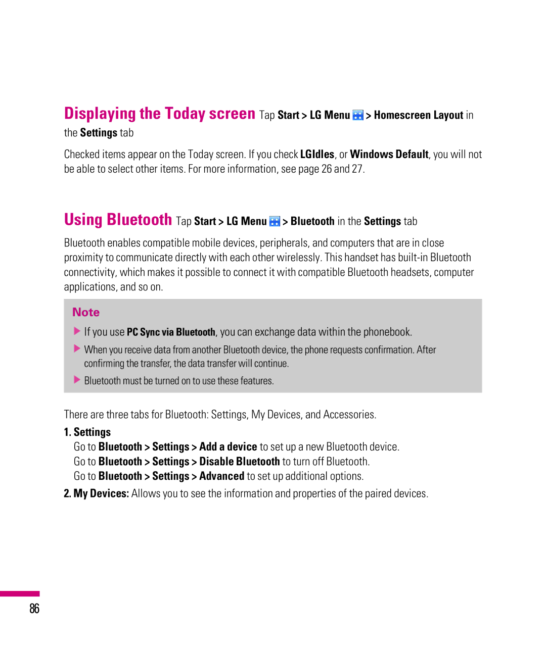 LG Electronics eXpo manual Settings 