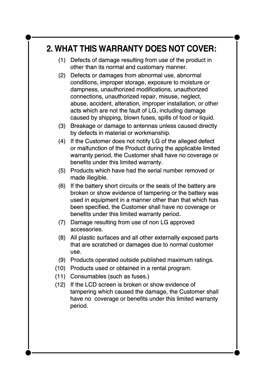 LG Electronics F1200 manual What this Warranty does not Cover 