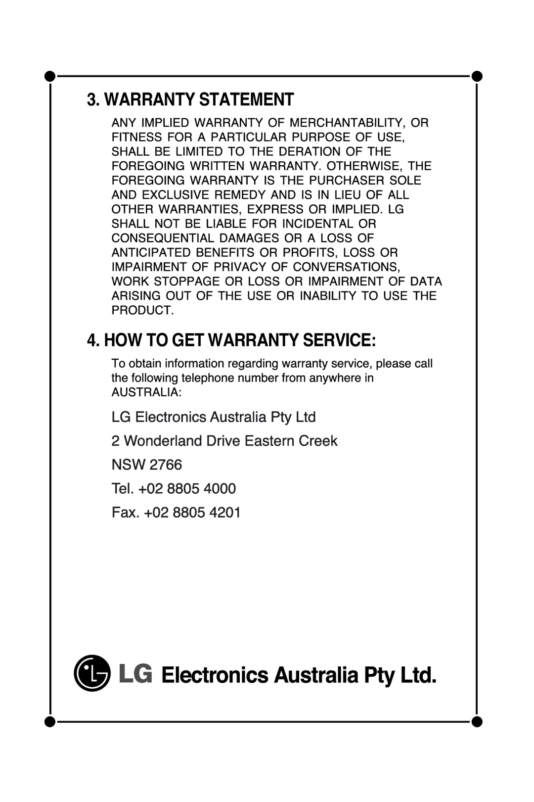 LG Electronics F1200 manual Warranty Statement HOW to GET Warranty Service 