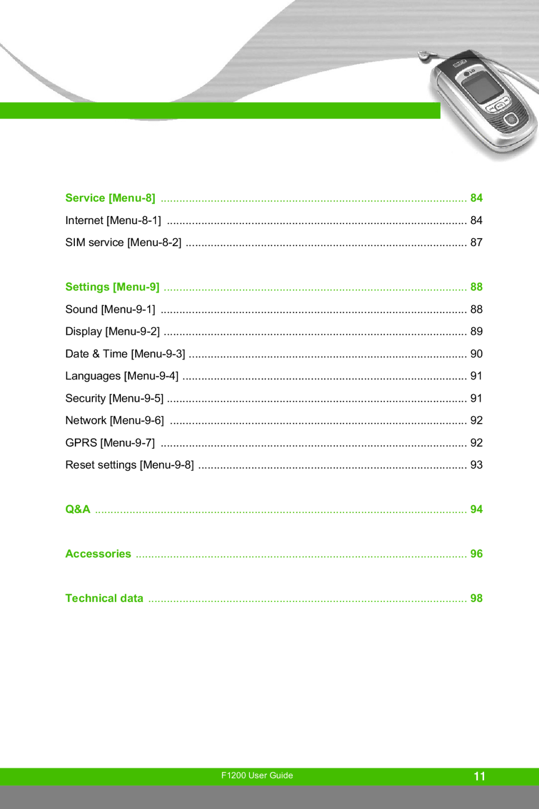 LG Electronics F1200 manual Service Menu-8 