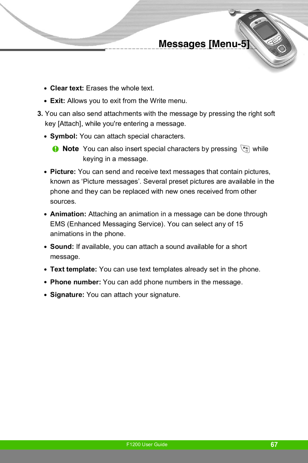 LG Electronics F1200 manual Messages Menu-5 