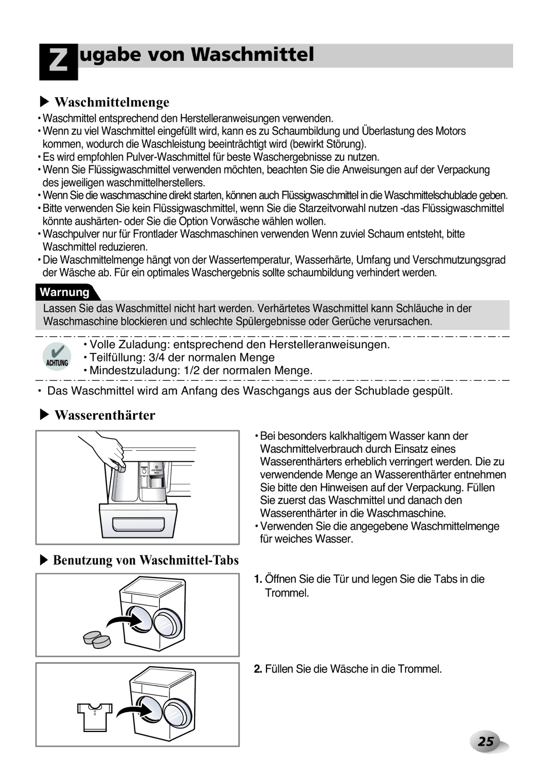 LG Electronics F1443KDS owner manual Waschmittelmenge 