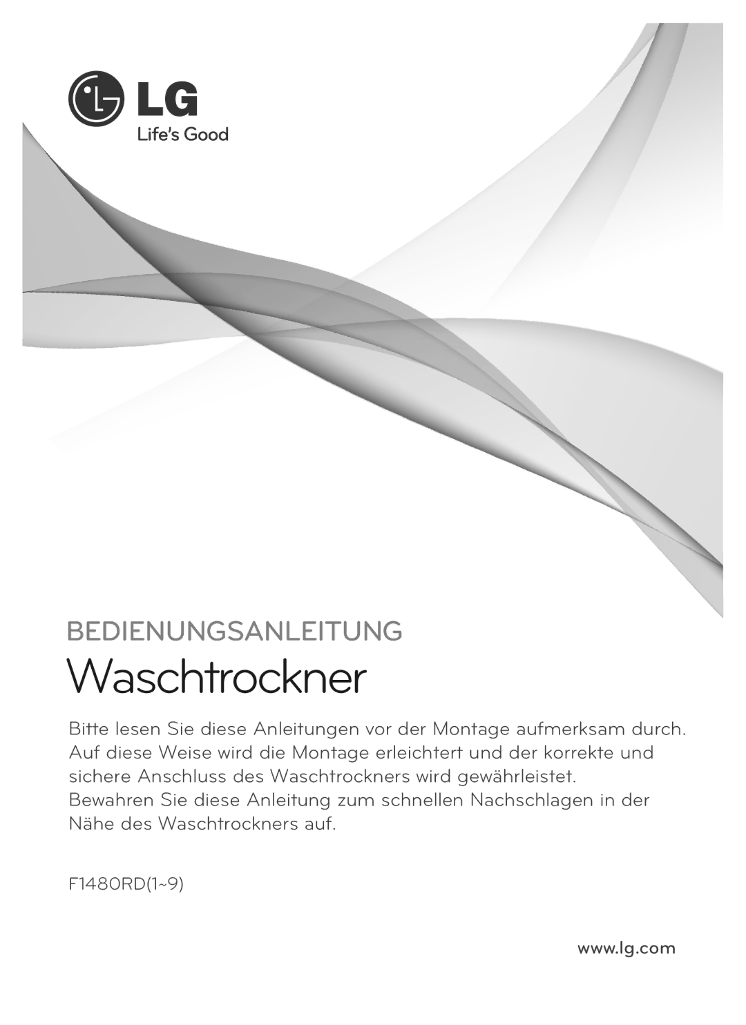 LG Electronics F1480RD owner manual Waschtrockner 