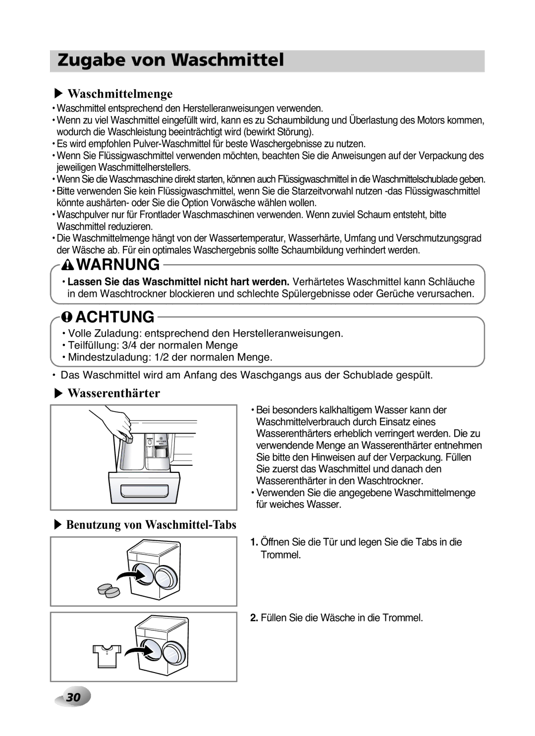 LG Electronics F1480RD owner manual Waschmittelmenge 