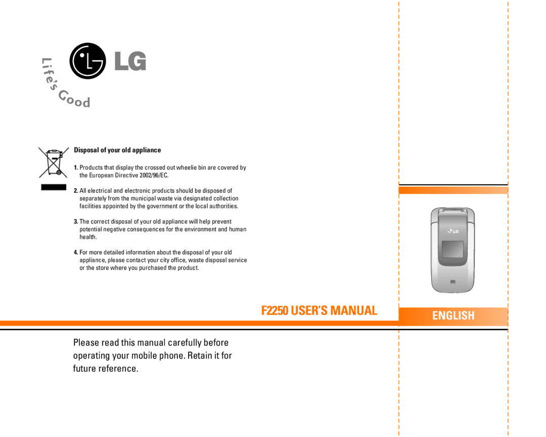 LG Electronics manual F2250 USER’S Manual 