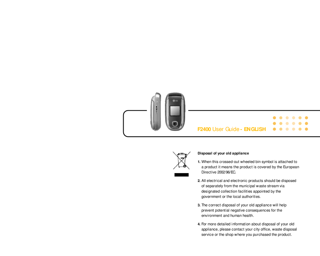 LG Electronics manual F2400 User Guide English 