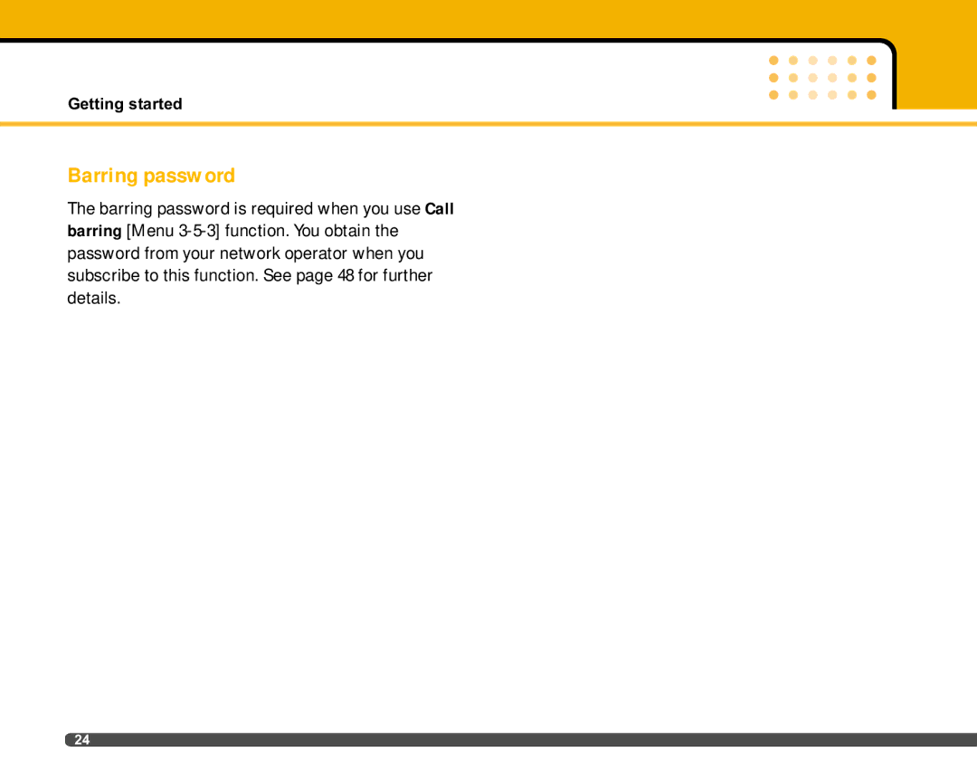 LG Electronics F2400 manual Barring password 