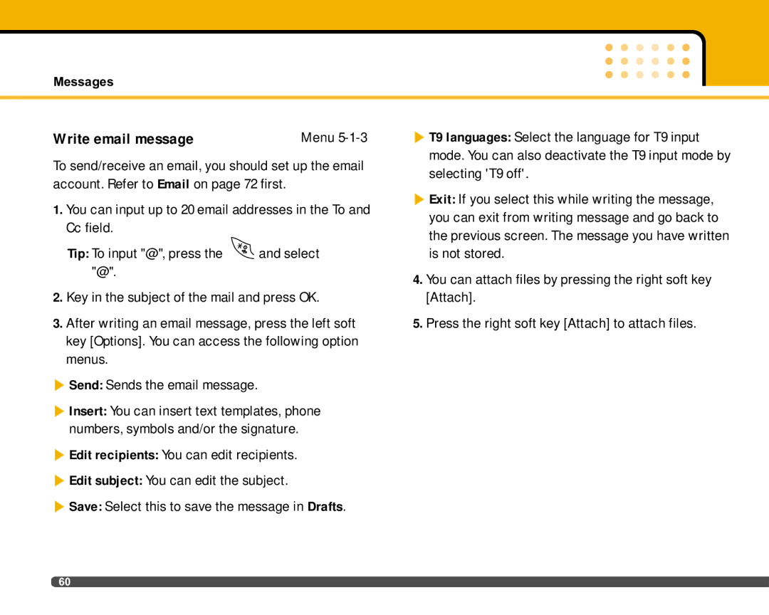 LG Electronics F2400 manual Write email message 