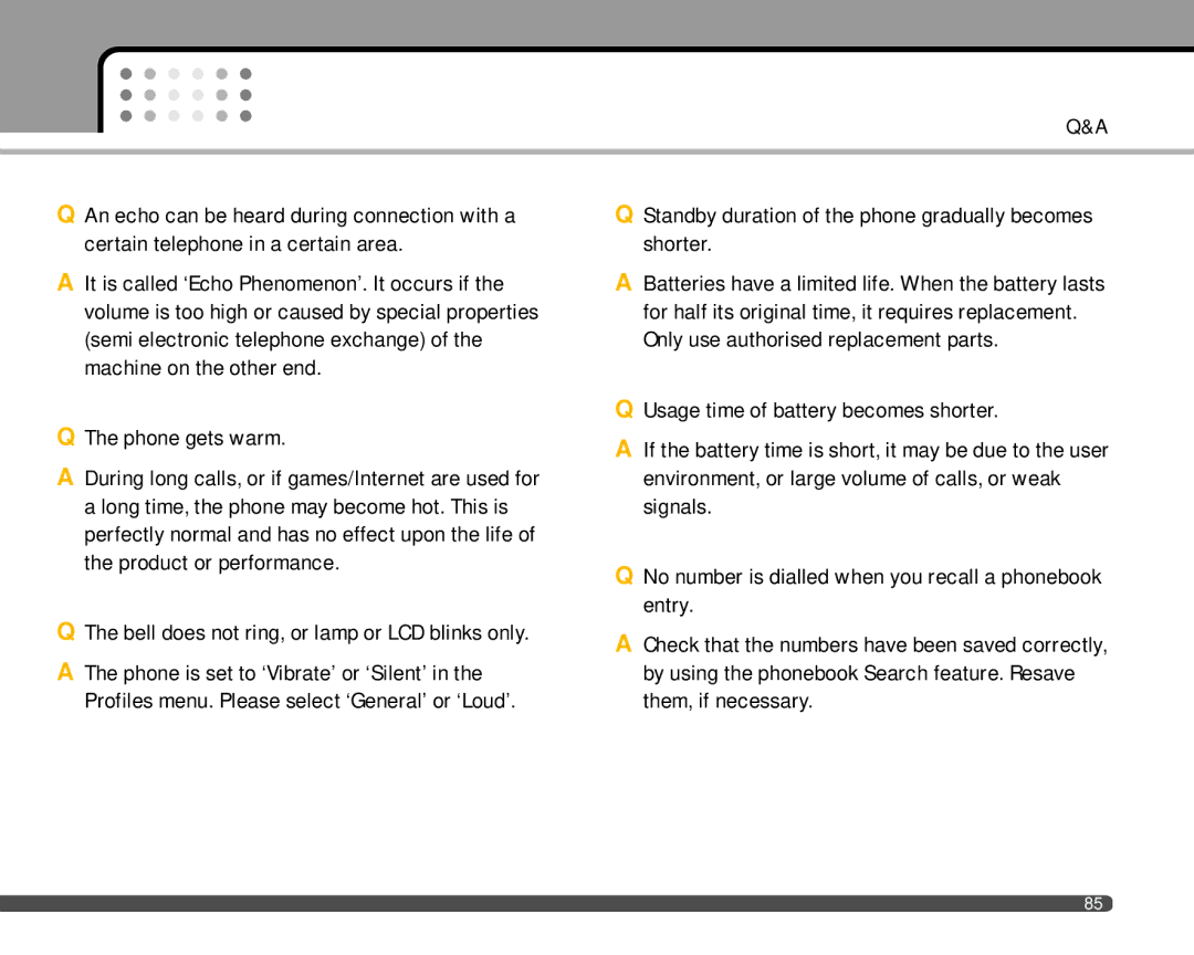 LG Electronics F2400 manual Bell does not ring, or lamp or LCD blinks only 