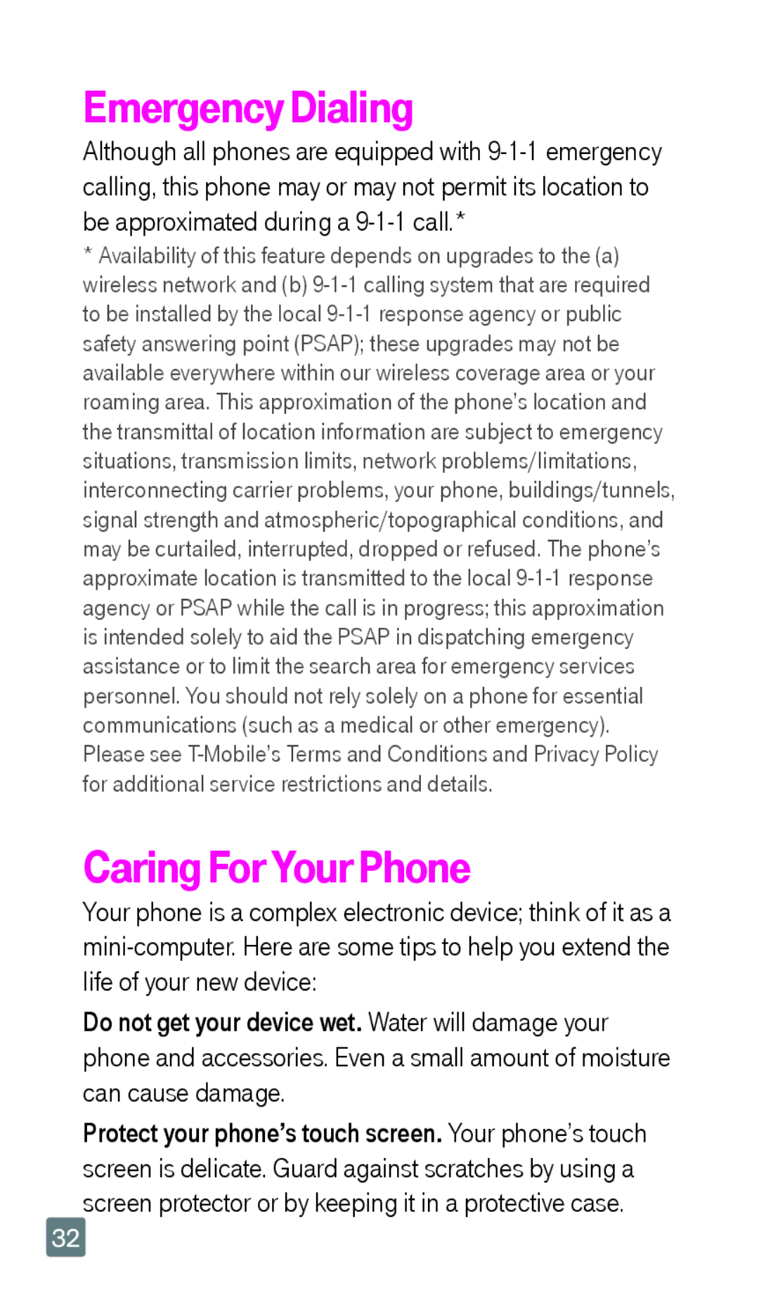 LG Electronics F6 manual Emergency Dialing, Caring For Your Phone 